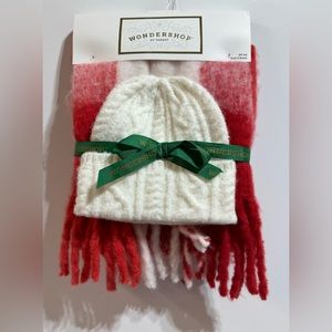 NWT! Wondershop Scarf & Beanie Set Red & White Super Soft Comfy & Warm